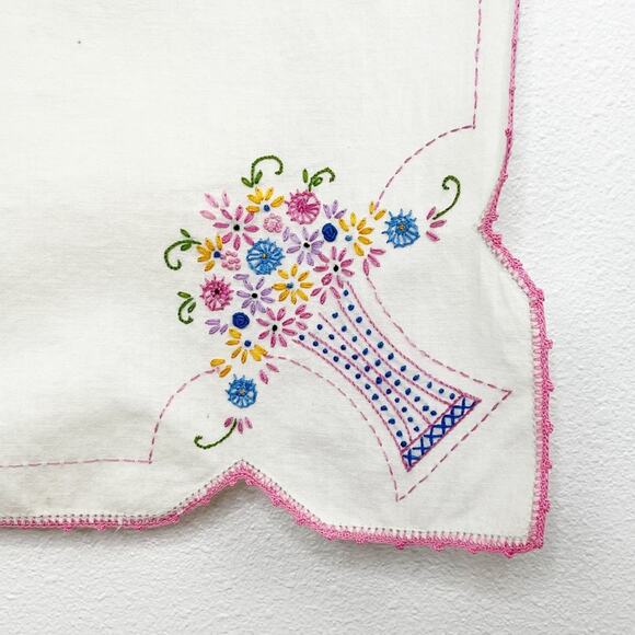 Vintage Handmade Cottagecore Embroidered Table Runner - Picture 5 of 7